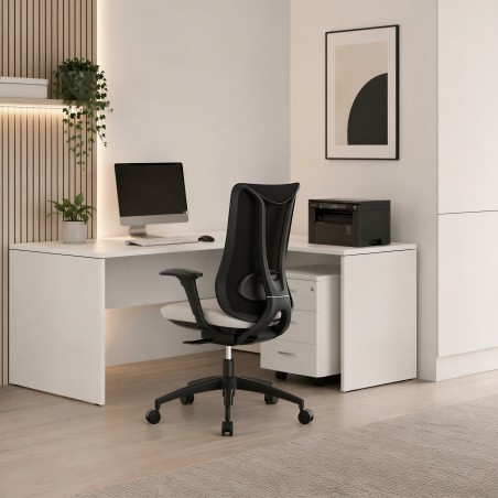 Mesa de escritório Tarnos com aba Branca