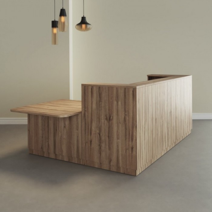 Balcão em L com mesa de atendimento Duomo