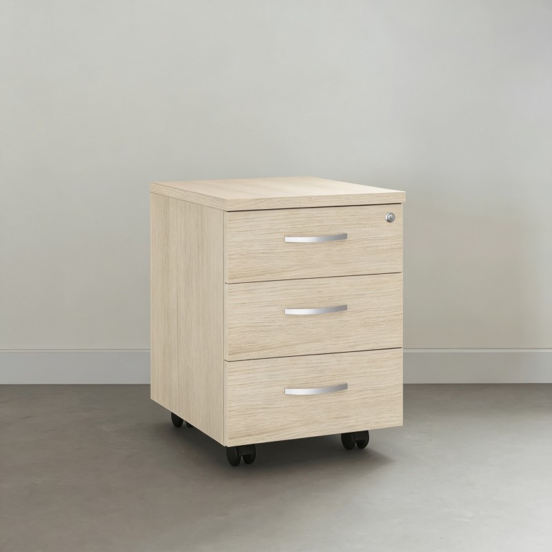 Bloco de gavetas em madeira com rodas Omega - Bikkom