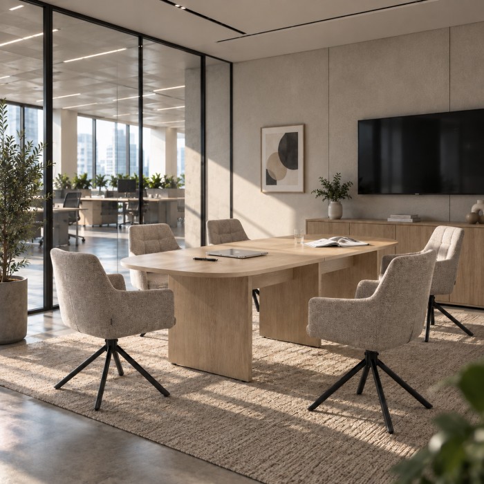 Sala de reuniões com mesa de reuniões Atria em carvalho