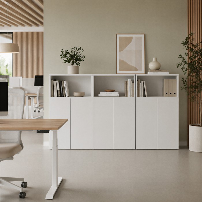 Armário de escritório Chronos Misto Push branco ambiente