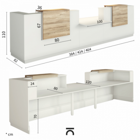 Balcão Sotto PMR com mesa acessível