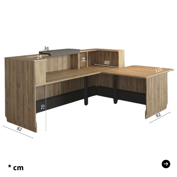 Balcão em L com mesa de atendimento Duomo
