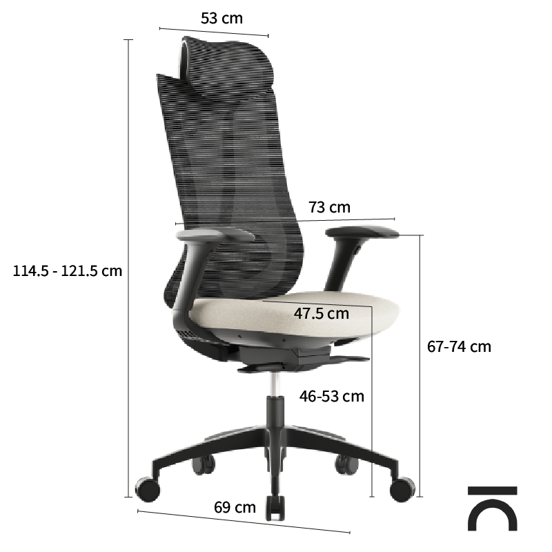 Medidas da cadeira ergonómica Sara
