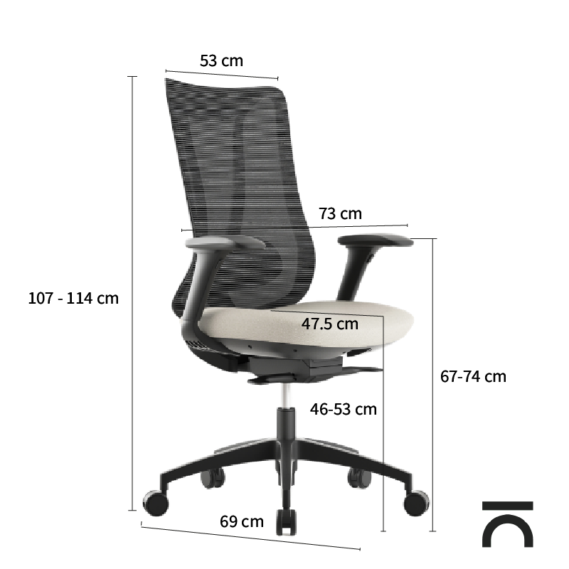Medidas da cadeira ergonómica Sara